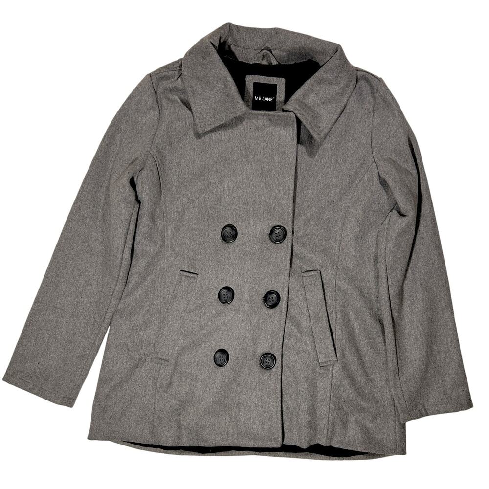 Me Jane Wool Blend Double Breasted Gray Pea Coat XL